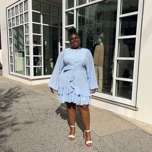 Blue dress with belt